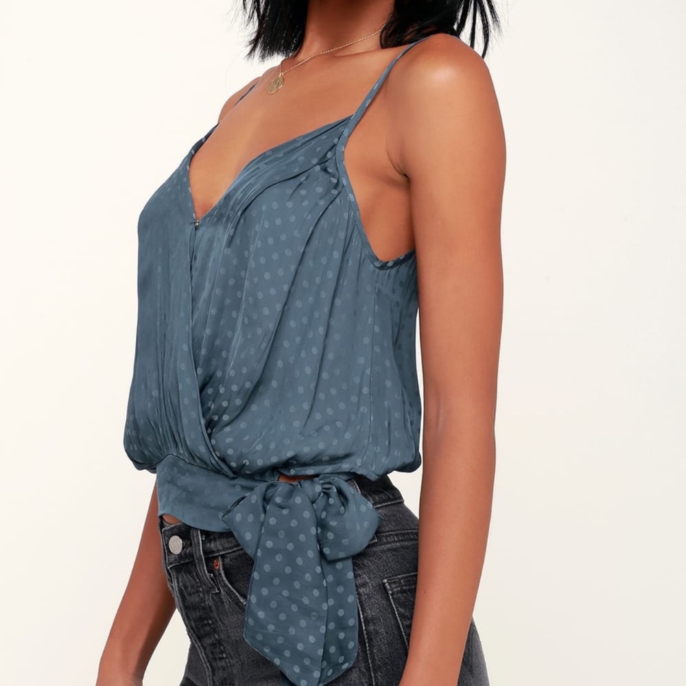 EUC — Honey Punch Blue Polka Dot tank - Picture 2 of 4